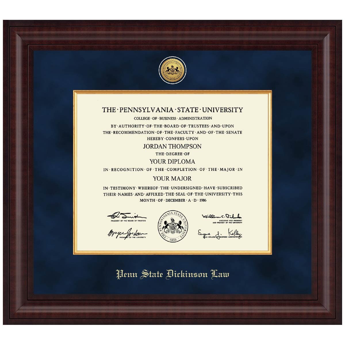 #143 Diploma Frame Penn State Dickinson Law Presidential Premier (Chestnut)